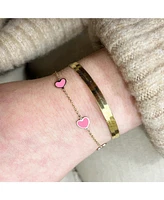 The Lovery Bubblegum Pink Heart Station Bracelet 14K Gold