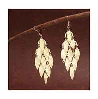 Sohi Women's Silver Foliage Drop Earrings