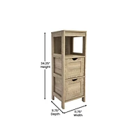 Merrick Lane Delilah 2 Drawer Bathroom Storage Cabinet Organizer With Open Display Shelf