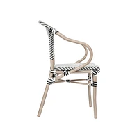Merrick Lane Mael Set Of Two Stacking Thonet Bistro Style Chair With Arms, Textilene Seat, And Bamboo Finished Metal Frame For Indoor/Outdoor Use