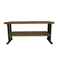 Streamdale Furniture Media Console Table With One Shelf To Your Home Decor, Natural Reclaimed Wood And Black Finish