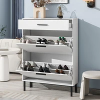 Streamdale Furniture Modern Shoe Cabinet with Drawers and Metal Legs