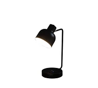 15.25"In Vadim Black Adjustable Student Desk Task Table Lamp with Charging Usb Port Station