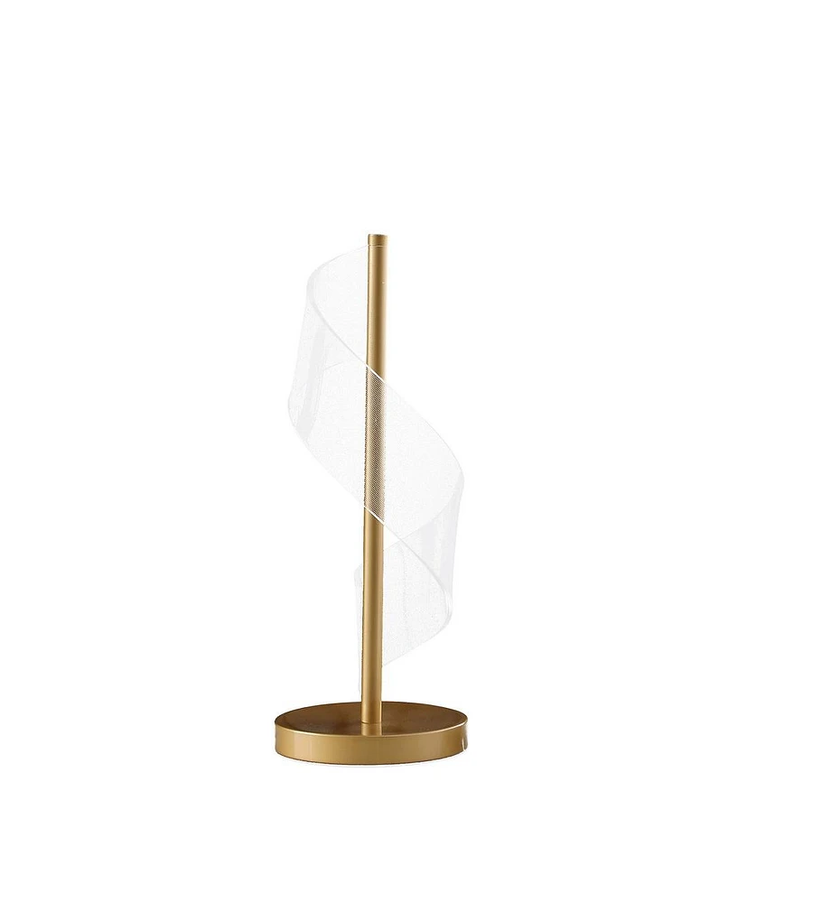 Simplie Fun 18.75" In Dinamo Modern" S" Wave Swirl Acrylic Led Brushed Gold Table Lamp