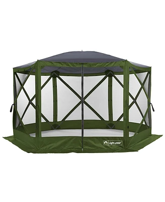 ECR4Kids Lightspeed Outdoors Pop-Up 6-Sided Screen Shelter, Camping Gazebo, Green