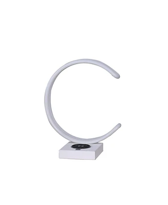 Streamdale Furniture 13.5" C-Shape Led with Usb Wireless Charger Port Table Lamp