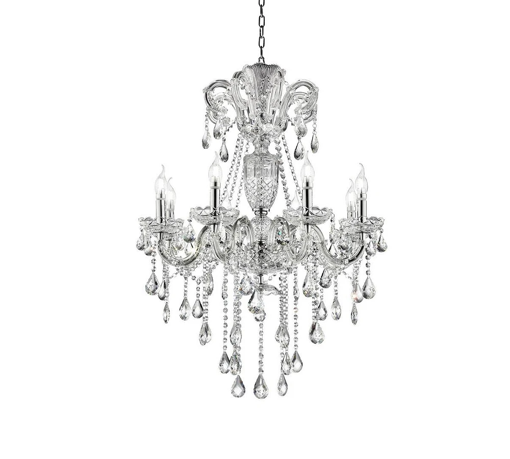 Streamdale Furniture 37" In Eilish Silver Crystal 8-led Light Chandelier