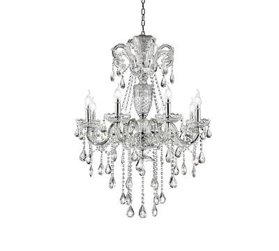 Streamdale Furniture 37" In Eilish Silver Crystal 8-led Light Chandelier