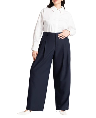 Eloquii Plus Size Trouser With Waistband Tabs - 18, Rich Navy