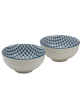 Tabletops Unlimited 6.5" White Embossed Diamond Stoneware Ramen Noodle Bowls, Set of 2