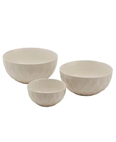 Tabletops Unlimited 3 Piece Diamond Embossed White Bowl Set - 8", 7" 5"