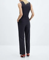 Mango Women's Striped Long Jumpsuit