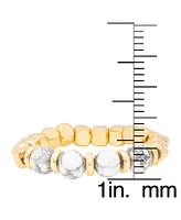 Macy's 14KGold Plated Grey Bead Stretch Ring