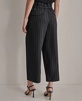 Dkny Petite Striped Cropped Paperbag-Waist Pants