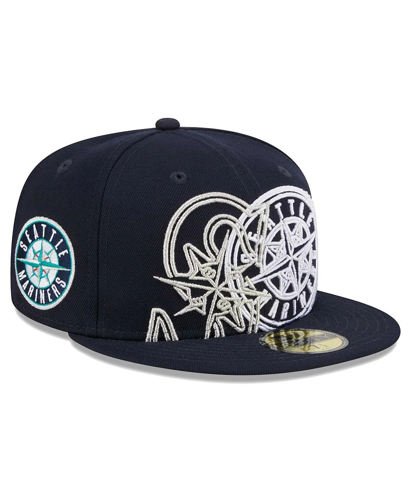 New Era Men's Navy Seattle Mariners Game Day Overlap 59FIFTY Fitted Hat