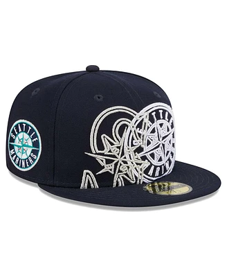 New Era Men's Navy Seattle Mariners Game Day Overlap 59FIFTY Fitted Hat