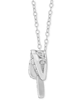 Diamond Bow Snow White Pendant Necklace (1/5 ct. t.w.) in Sterling Silver, 16" + 2" extender