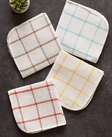 Design Imports Scrubber Dishcloths Collection Windowpane Dishrag Set, 12x12", White/Aqua Stripe, 6 Piece