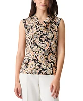 Kasper Petite Printed Cowlneck Sleeveless Top