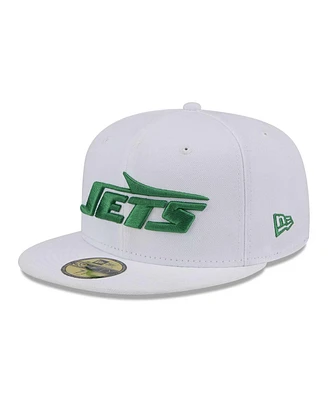 New Era Men's White New York Jets Wordmark Omaha 59FIFTY Fitted Hat