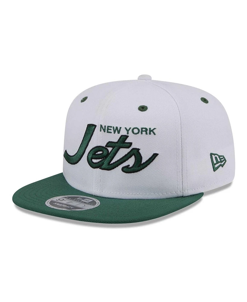 New Era Men's White/Green New York Jets Sparky Original 9FIFTY Snapback Hat