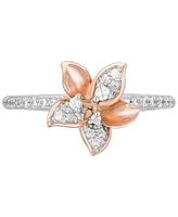 Diamond Rapunzel Flower Ring (1/4 ct. t.w.) in Sterling Silver & 10k Rose Gold