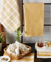 Design Imports Everyday Basic Kitchen Collection Large Woven Cotton Dishtowel/Tea Towel Set, 18x28", Honey Gold, 5 Count