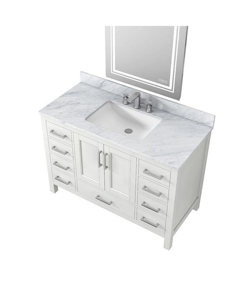 Simplie Fun 49" Natural Stone Carrara White Vanity Top