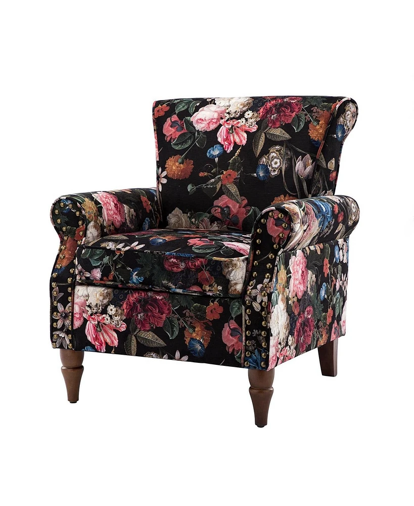 Avelina Wooden Armchair with Nailhead Trim