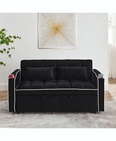 Simplie Fun 55.51 Inch Versatile Foldable Sofa Bed In 3 Lengths, Modern Sofa Sofa Sofa