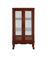 Streamdale Furniture Lighted Cherry Curio Cabinet, Adjustable Shelves