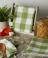 Design Imports Buffalo Check Kitchen Collection, Classic Farmhouse Dishtowel Set, 20x30", Antique Green, 3 Piece