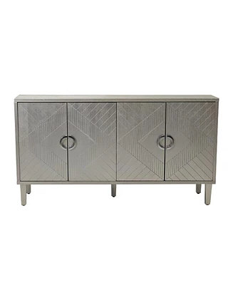 Simplie Fun 4-Door Storage Cabinet with Pine Legs, Champagne