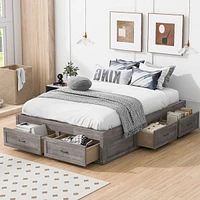 Streamdale Furniture Full Platform Bed With 6 Storage Drawers, Antique Gray