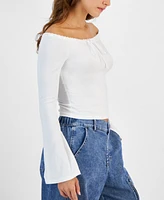 Just Polly Juniors' Off-The-Shoulder Long-Sleeve Top