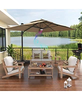 Mondawe 6 Pieces All-Weather Patio Conversation Set with Outdoor Umbrella and Coffee Table