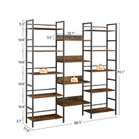 Rustic 5-Shelf Bookshelves and Console Table Set