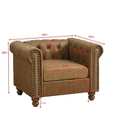 Streamdale Furniture Chesterfield Fabric Sofa, Large-Brown