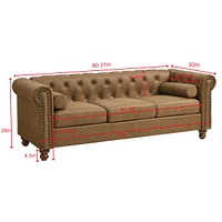 Chesterfield Fabric Sofa, Large-Brown