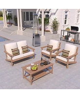 Mondawe Pieces Outdoor Seating Patio Conversation Set with Heater and Coffee Table