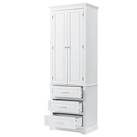 Black Tall Storage Cabinet with 3 Drawers for Bathroom/Office