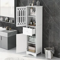 Streamdale Furniture Freestanding White Bathroom Cabinet