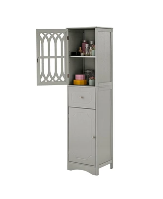 Streamdale Furniture Grey Tall Bathroom Storage Cabinet