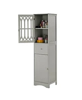 Simplie Fun Grey Tall Bathroom Storage Cabinet