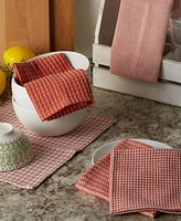 Design Imports Everyday Kitchen Collection Assorted Dishtowel Set, 12x12" Red, 5 Count