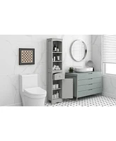 Streamdale Furniture Tall Bathroom Cabinet, Freestanding Storage Cabinet With Drawer, Mdf Board, Adjustable Shelf, Grey