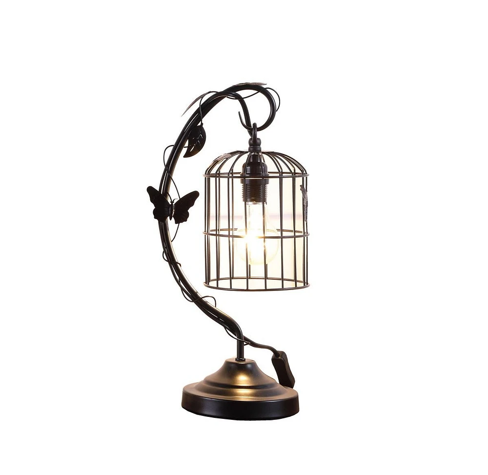 Simplie Fun 17.5" Iris Black Butterfly Garden Metal Table Lamp