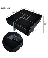 Modern Square Coffee Table with Hidden Storage and Extendable Tabletop