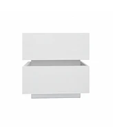 Streamdale Furniture White Color High Glossy 2 Drawers Bedside Table With Rgb Led Light Nightstand With Bluetooth Control