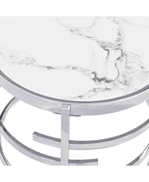 Sintered Stone Top End Table: Modern Chrome Design